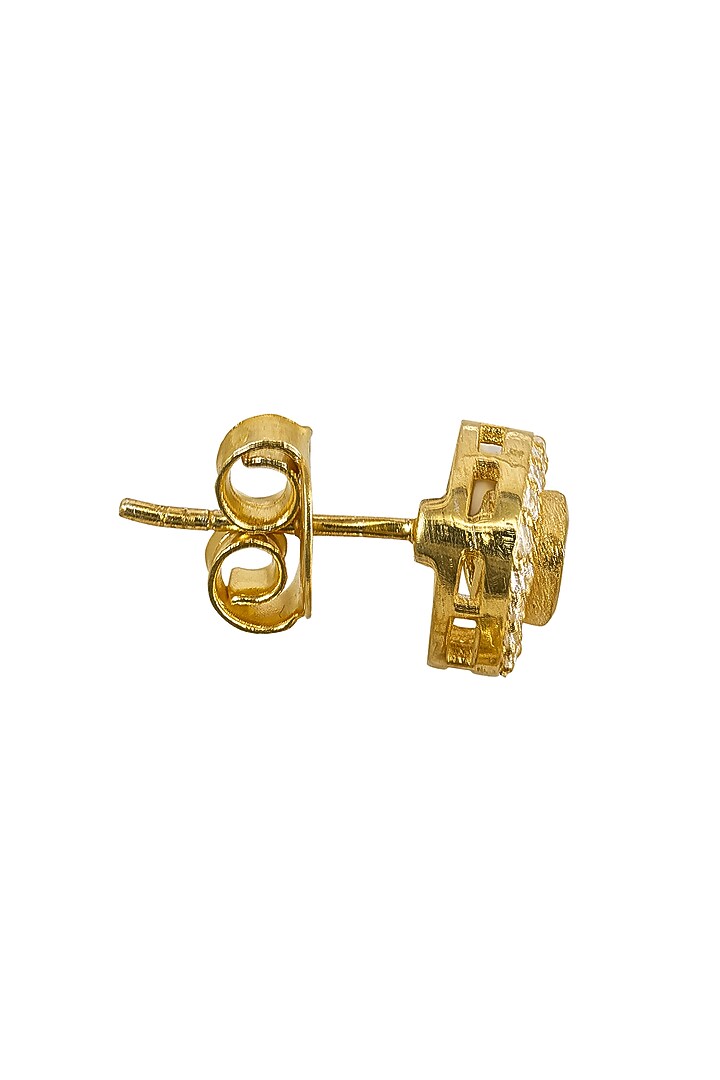 Gold Rhodium Plated Yellow Kundan Polki Stud Earrings In Sterling Silver by Sica Jewellery at Pernia's Pop Up Shop