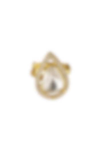 Gold Rhodium Plated Yellow Kundan Polki Ring In Sterling Silver by Sica Jewellery at Pernia's Pop Up Shop