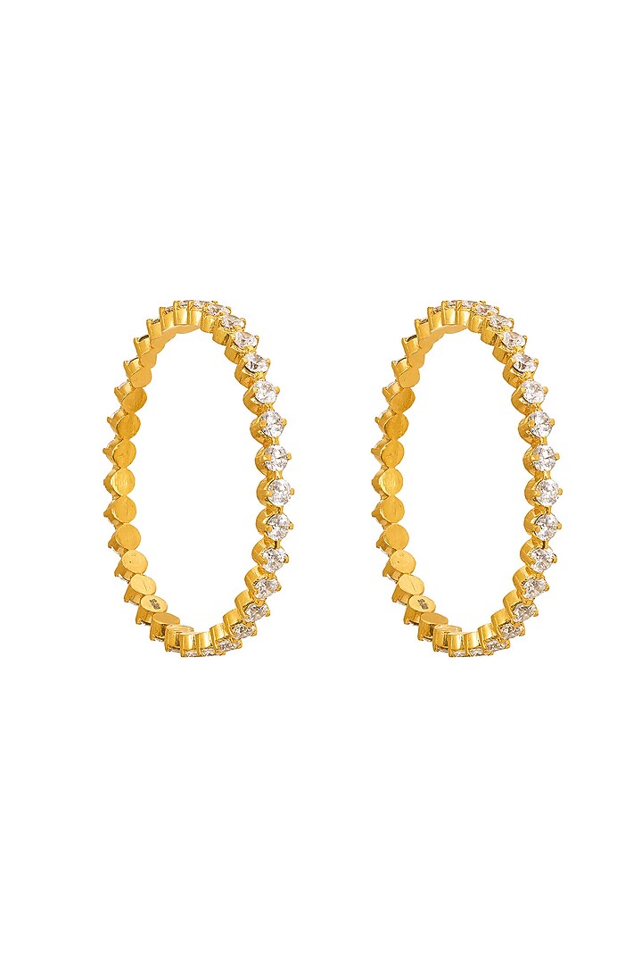 Gold Rhodium Plated Zircon Bangles In Sterling Silver (Set Of 2) by Sica Jewellery at Pernia's Pop Up Shop
