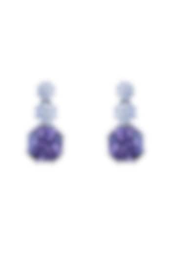 White Gold Plated Zircon Dangler Earrings In Sterling Silver by Sica Jewellery at Pernia's Pop Up Shop