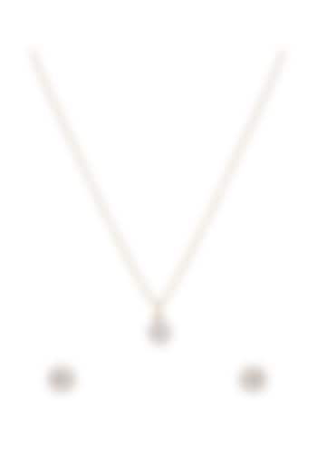 Gold Rhodium Plated Zircon Pendant Chain Necklace Set In Sterling Silver by Sica Jewellery at Pernia's Pop Up Shop