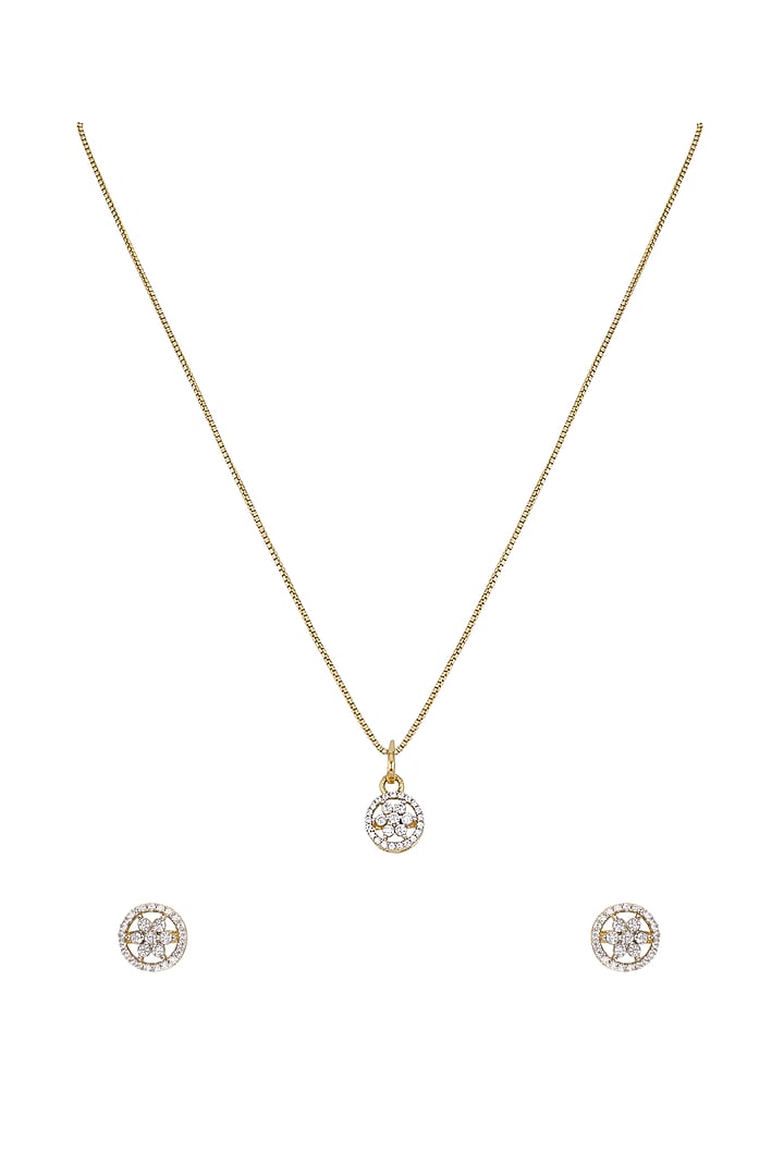 Gold Rhodium Plated Zircon Pendant Chain Necklace Set In Sterling Silver by Sica Jewellery at Pernia's Pop Up Shop