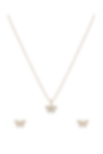 Gold Rhodium Plated Zircon Pendant Chain Necklace Set In Sterling Silver by Sica Jewellery at Pernia's Pop Up Shop