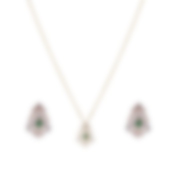 Gold Rhodium Plated Green Zircon Pendant Chain Necklace Set In Sterling Silver by Sica Jewellery at Pernia's Pop Up Shop