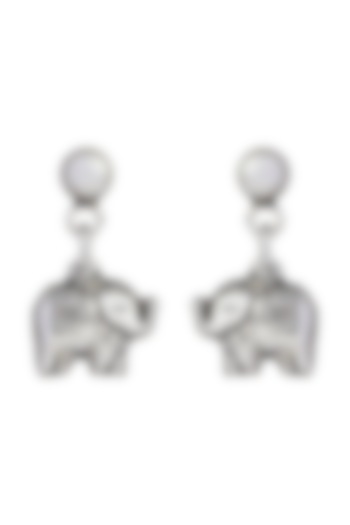 Oxidized Silver Finish Dangler Earrings In Sterling Silver by Sica Jewellery