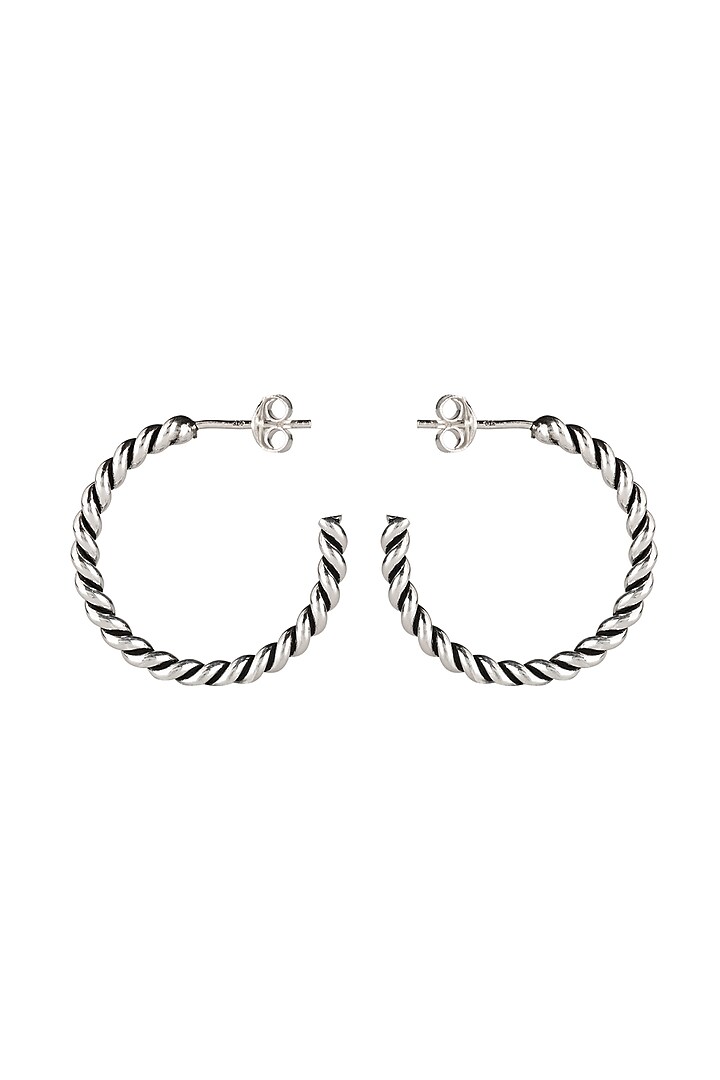 Oxidised Silver Finish Hoop Earrings In Sterling Silver by Sica Jewellery
