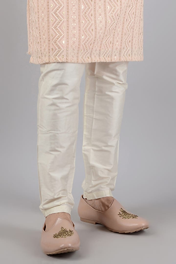 Pastel Peach Georgette Embroidered Kurta Set by Siddhesh Chauhan at Pernia's Pop Up Shop