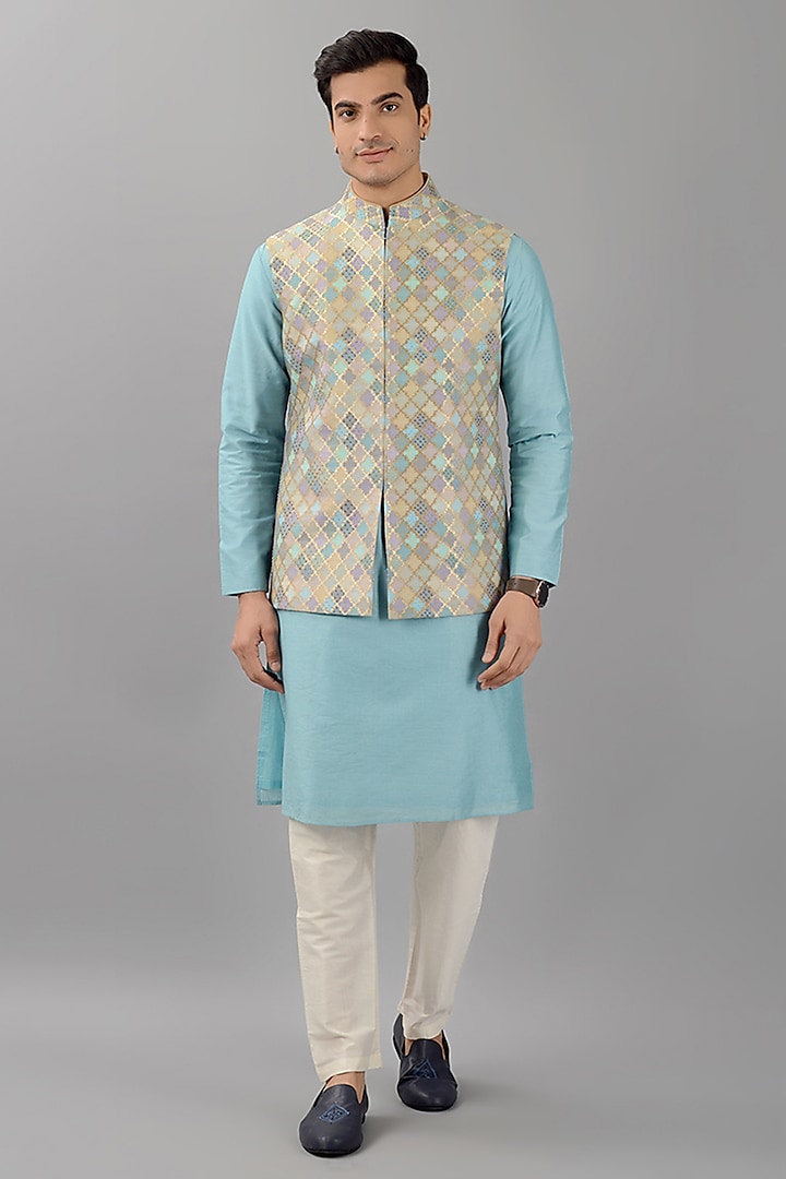 Multi-Colored Brocade Nehru Jacket by Siddhesh Chauhan