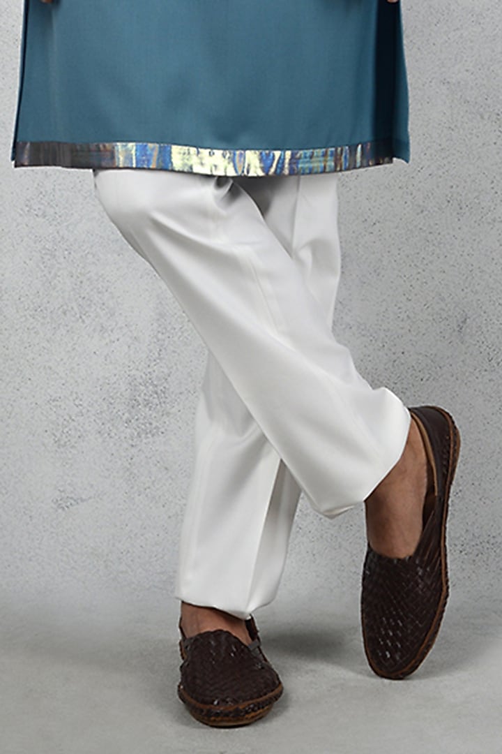Aqua blue Terry Rayon Wedding Indowestern Set by Siddhesh Chauhan at Pernia's Pop Up Shop