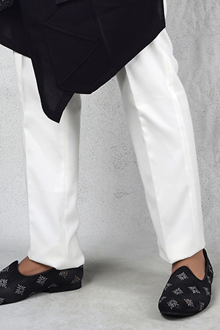 Black Raw Silk Embroidered Jodhpuri Jacket Set by Siddhesh Chauhan at Pernia's Pop Up Shop