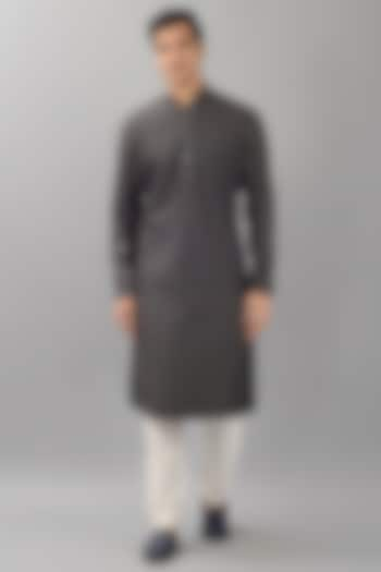 Grey Silk Kurta Set by Siddhesh Chauhan at Pernia's Pop Up Shop