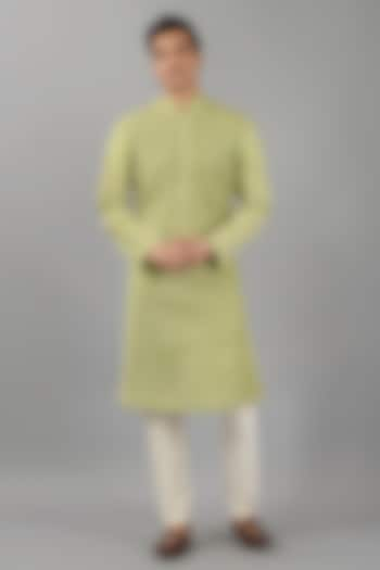 Green Silk Kurta Set by Siddhesh Chauhan at Pernia's Pop Up Shop