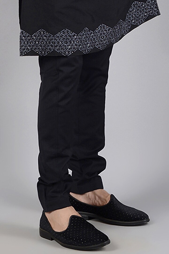 Black Silk Embroidered Indo Western Set by Siddhesh Chauhan at Pernia's Pop Up Shop