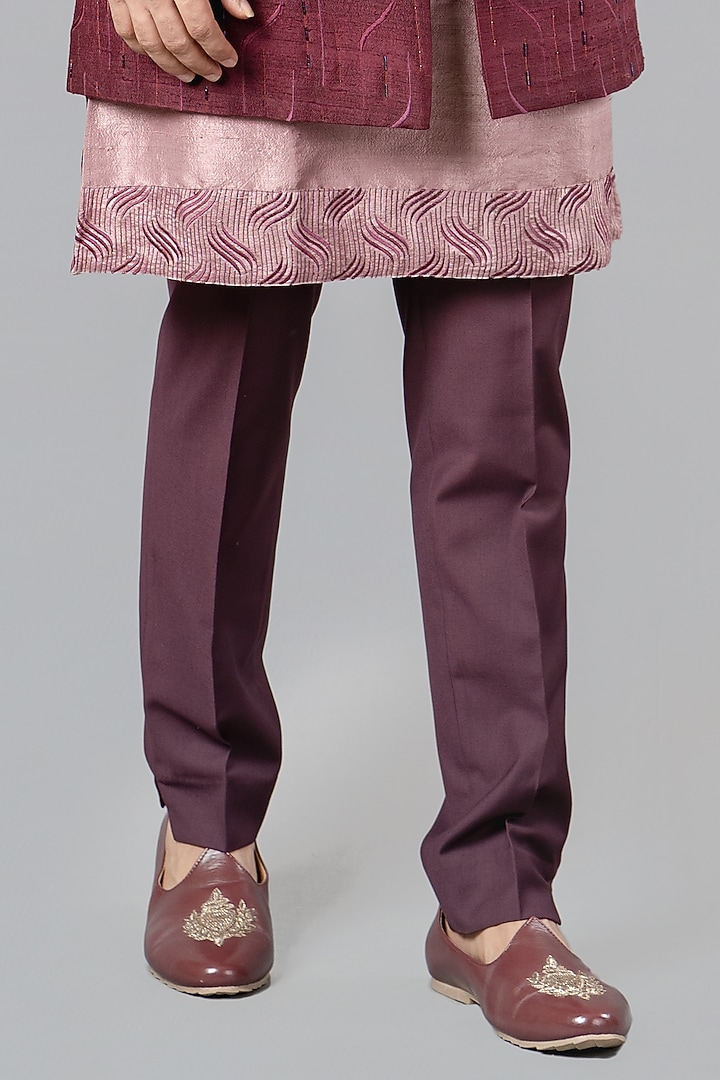 Wine Embroidered Jodhpuri Set by Siddhesh Chauhan at Pernia's Pop Up Shop