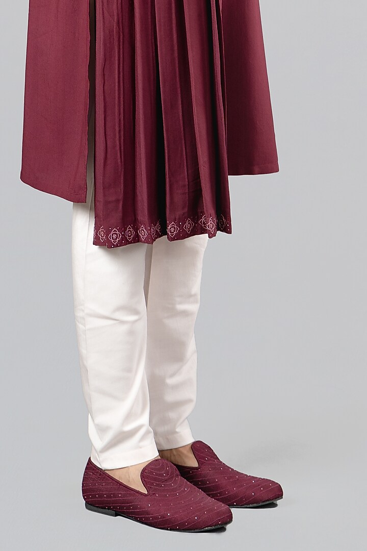 Wine Embroidered Jodhpuri Set by Siddhesh Chauhan at Pernia's Pop Up Shop