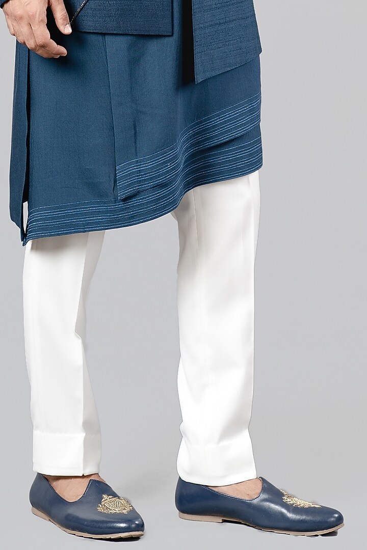 Teal Blue Embroidered Indo Western Set by Siddhesh Chauhan at Pernia's Pop Up Shop