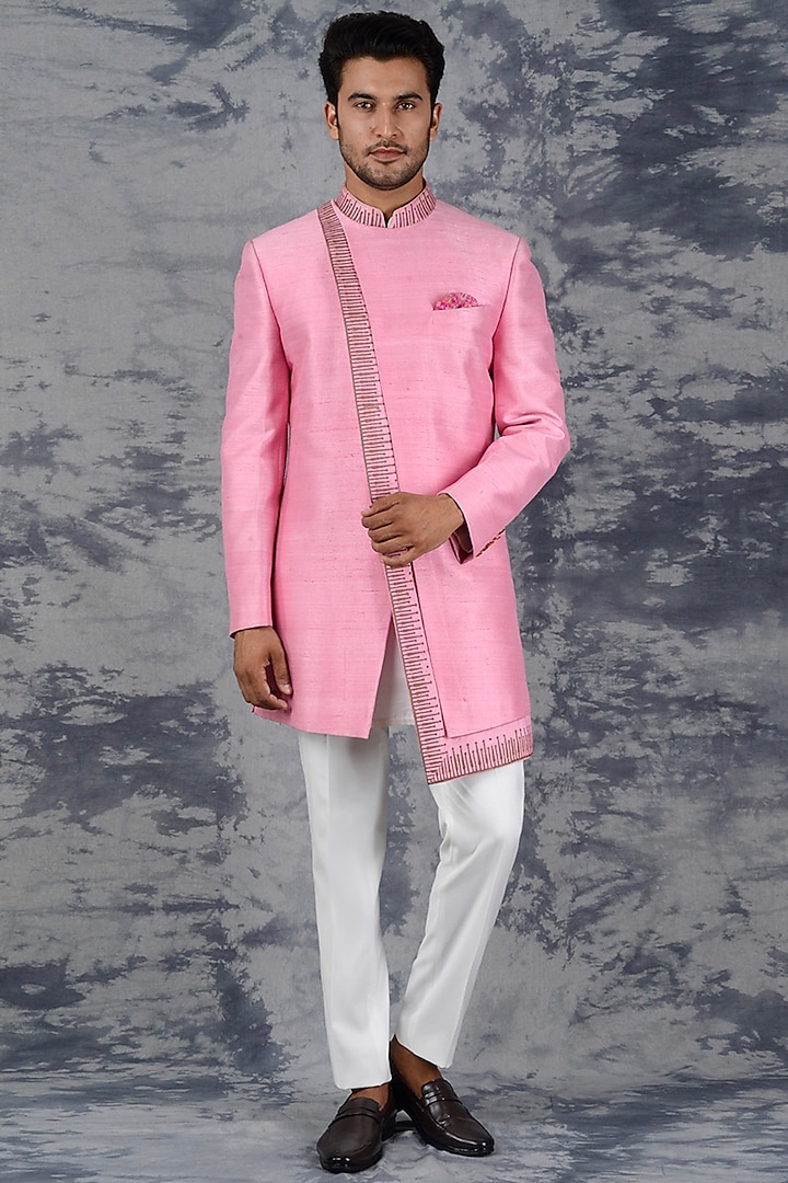 Pink Printed Indo Western Set by Siddhesh Chauhan