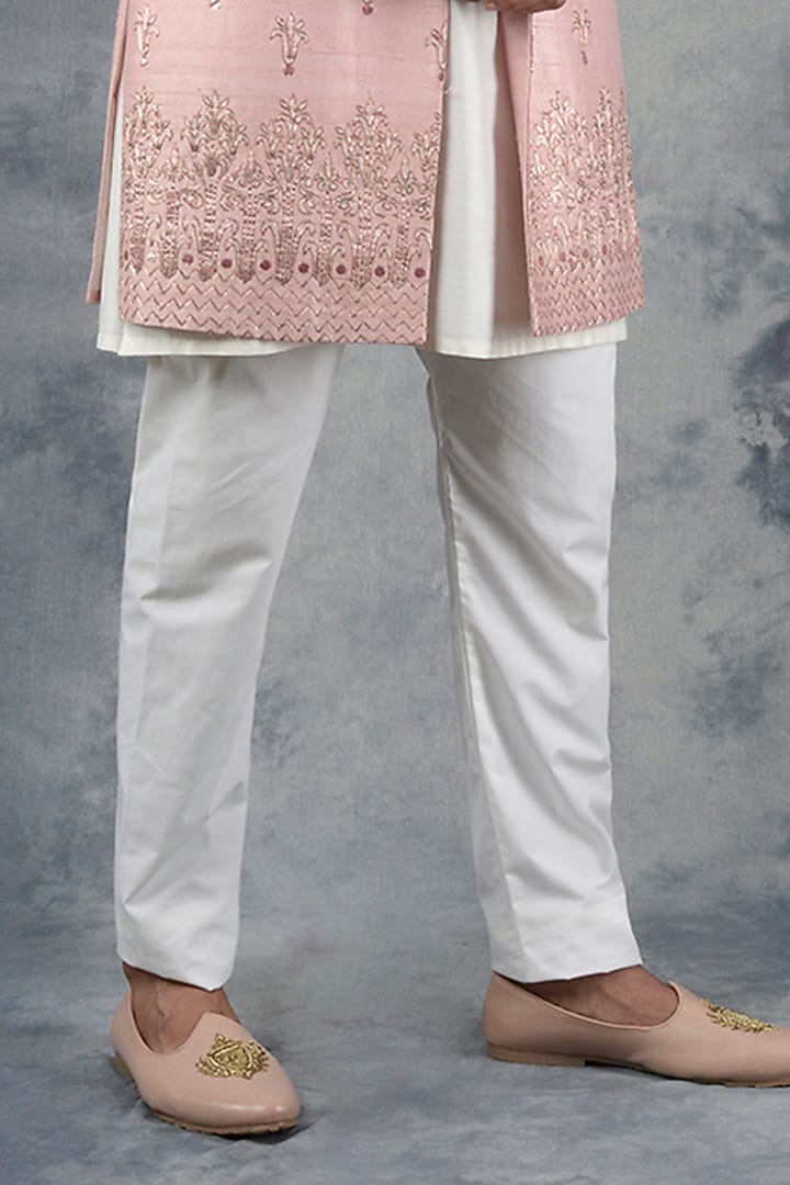 Peach Embroidered Indo Western Set by Siddhesh Chauhan at Pernia's Pop Up Shop