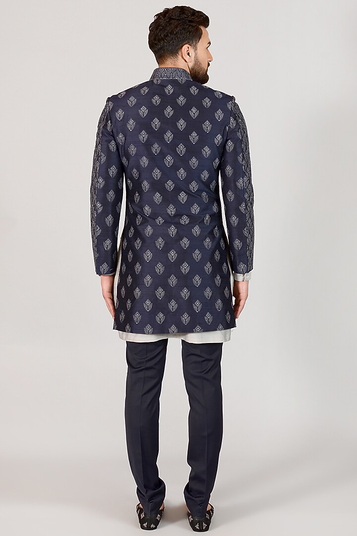 Grey Embroidered Indo Western Set by Siddhesh Chauhan at Pernia's Pop Up Shop