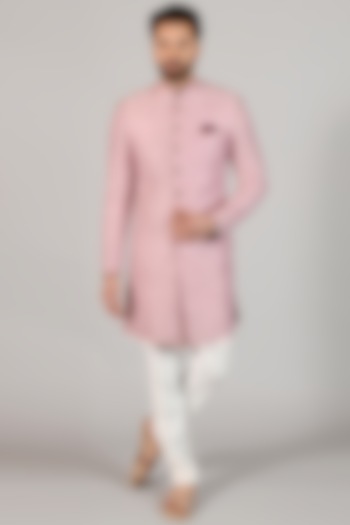 Lilac Pink Embroidered Indo Western Set by Siddhesh Chauhan