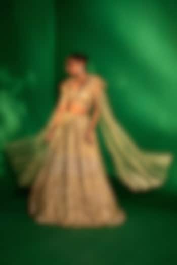 Golden Tulle Cutdana Embroidered Bridal lehenga for 22 Lehenga Set by Siddhartha Daga at Pernia's Pop Up Shop