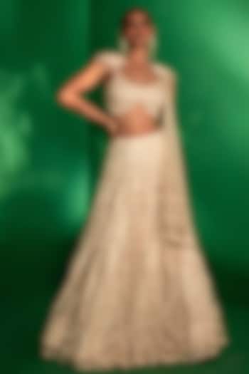 Soft Pink Tulle Cutdana & Floral Embroidered Bridal lehenga for 22 Lehenga Set by Siddhartha Daga at Pernia's Pop Up Shop