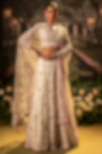 Off-White Organza Sequins Embellished Floral Bridal lehenga for 22 Lehenga Set by Siddhartha Daga at Pernia's Pop Up Shop