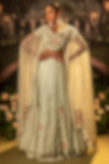 Mint Silk Organza Pearl & Thread Work  dulhan bday 22 may Lehenga Set by Siddhartha Daga at Pernia's Pop Up Shop