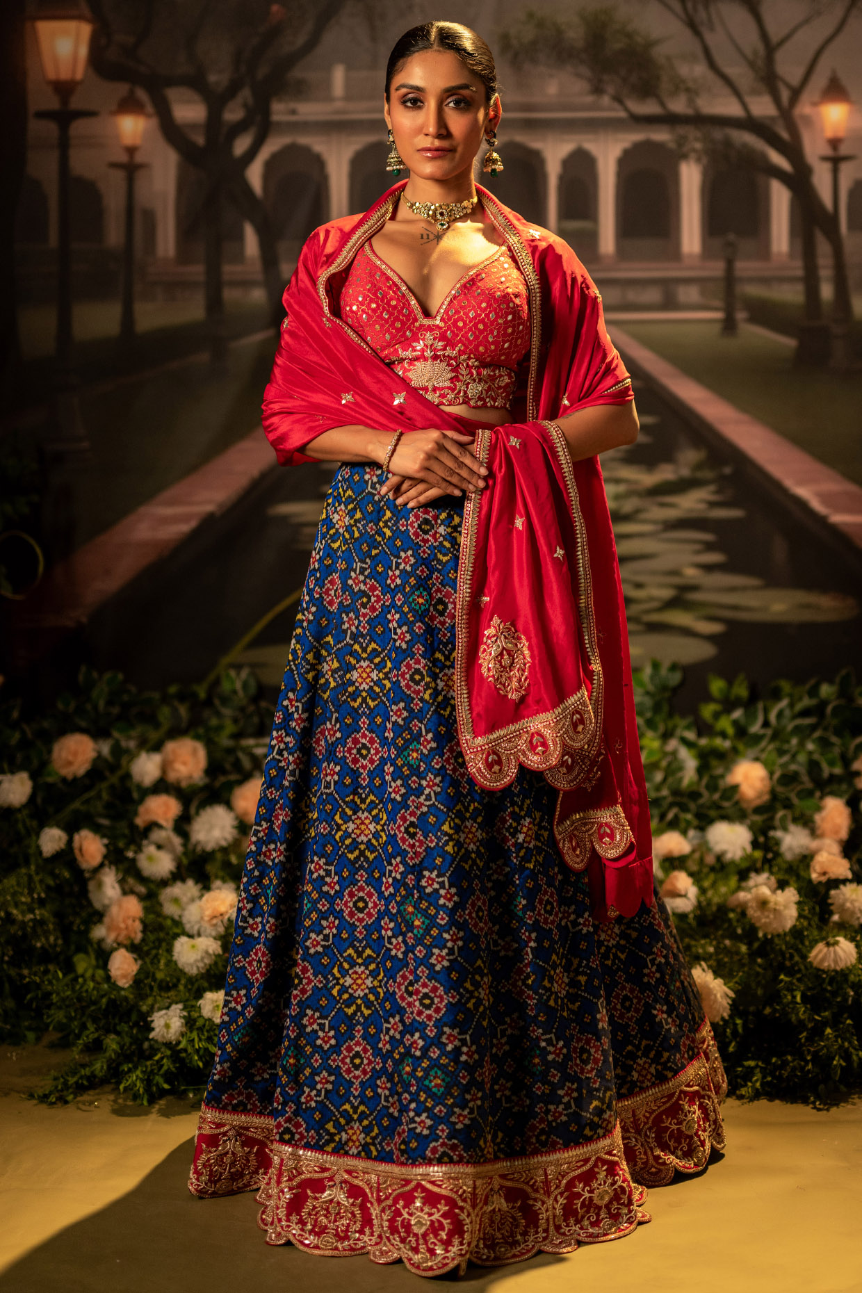 Blue Silk Gota Embroidered Bridal Lehenga Set by Siddhartha Daga at Pernia's Pop Up Shop