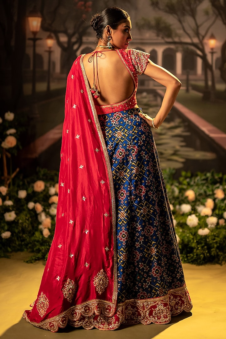 Blue Silk Gota Embroidered Bridal Lehenga Set by Siddhartha Daga at Pernia's Pop Up Shop