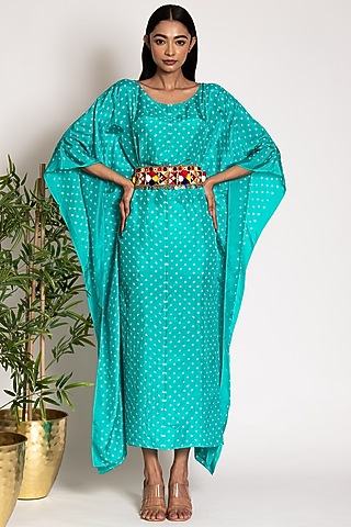 Sea Green Printed Kaftan by Siddhartha Daga