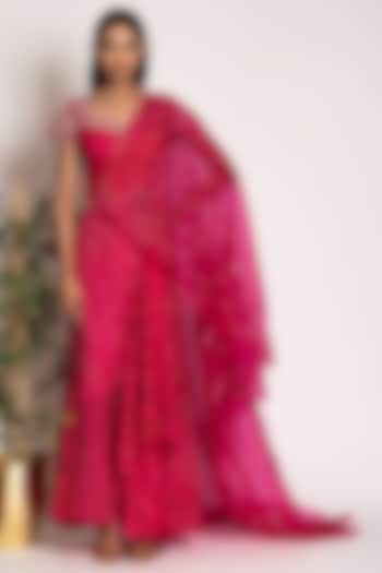 Pink Embellished Drape Skirt Set by Siddhartha Daga
