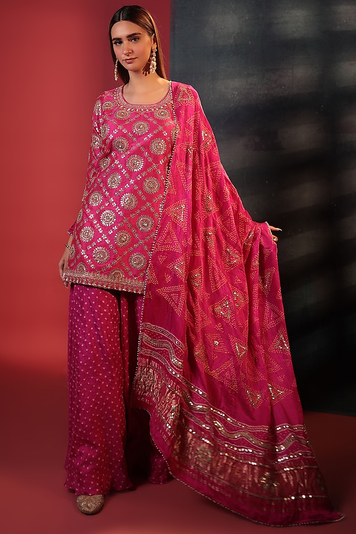 Pink Silk Sharara Set by Siddhartha Daga at Pernia's Pop Up Shop