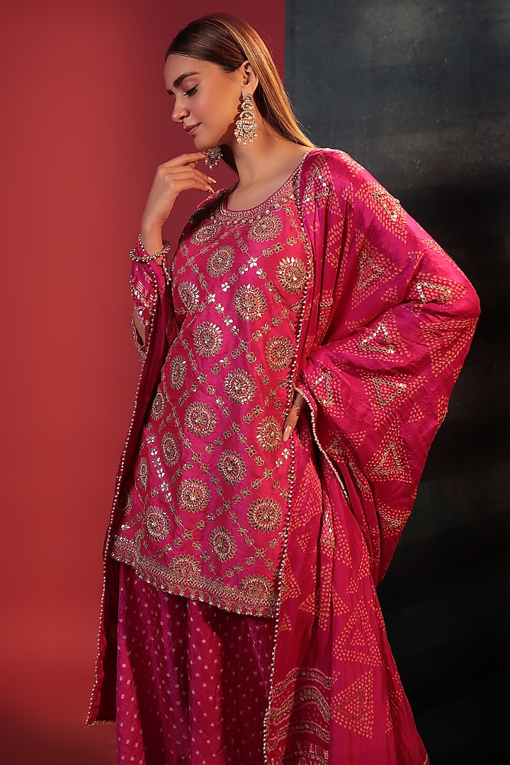 Pink Silk Bridal Sharara Set by Siddhartha Daga at Pernia's Pop Up Shop