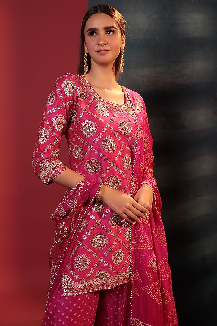 Pink Silk Bridal Sharara Set by Siddhartha Daga at Pernia's Pop Up Shop