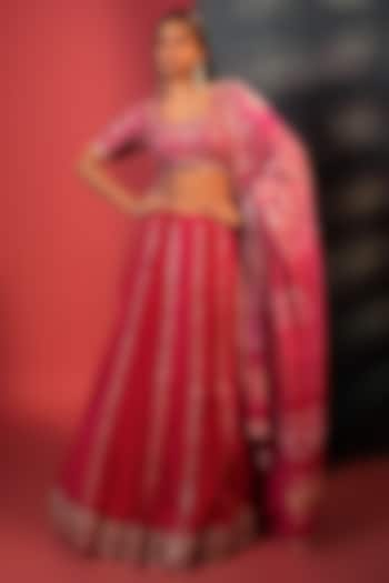 Pink Silk Embroidered Wedding Lehenga Set by Siddhartha Daga at Pernia's Pop Up Shop