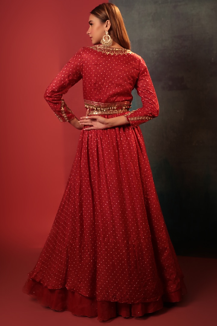 Red Organza Skirt Set by Siddhartha Daga at Pernia's Pop Up Shop