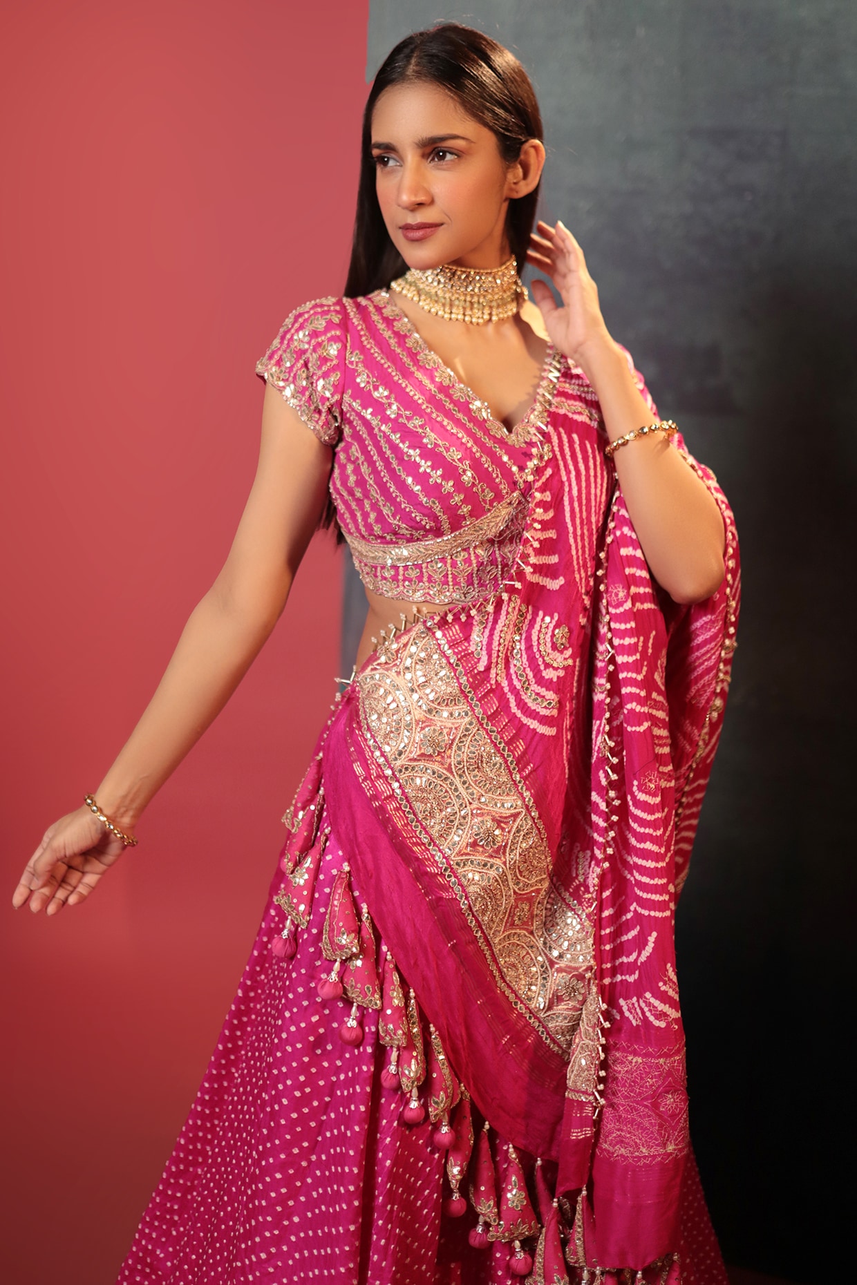 Pink Bandhani Lehenga Choli for Women Party Wear Bollywood Lengha  Sari,indian Wedding Embroidered Stitched Lehenga Choli With Dupatta - Etsy