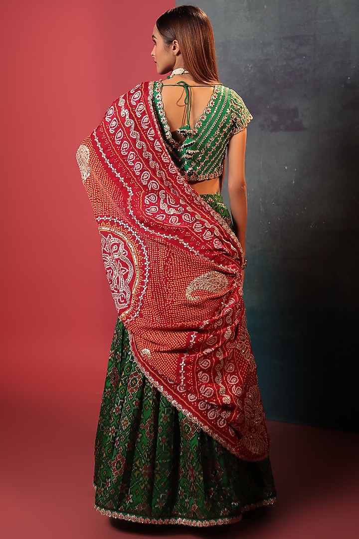 Green Silk Patola Wedding Lehenga Set by Siddhartha Daga at Pernia's Pop Up Shop
