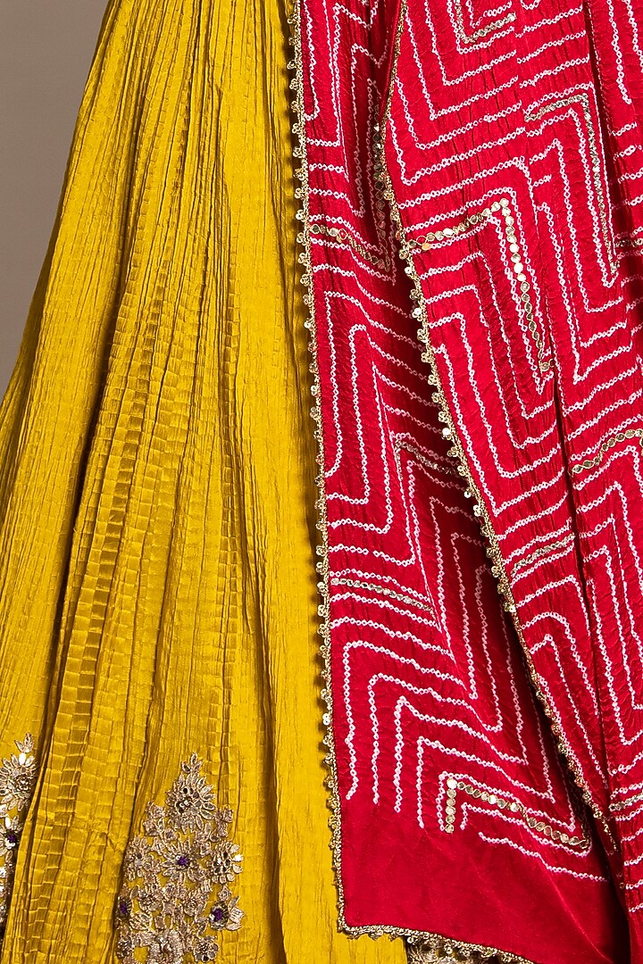 Mustard Embroidered Wedding Lehenga Set by Siddhartha Daga at Pernia's Pop Up Shop