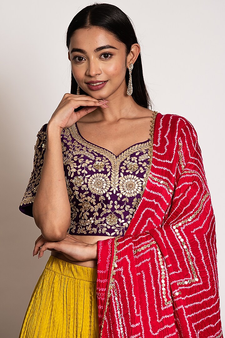 Mustard Embroidered Wedding Lehenga Set by Siddhartha Daga at Pernia's Pop Up Shop