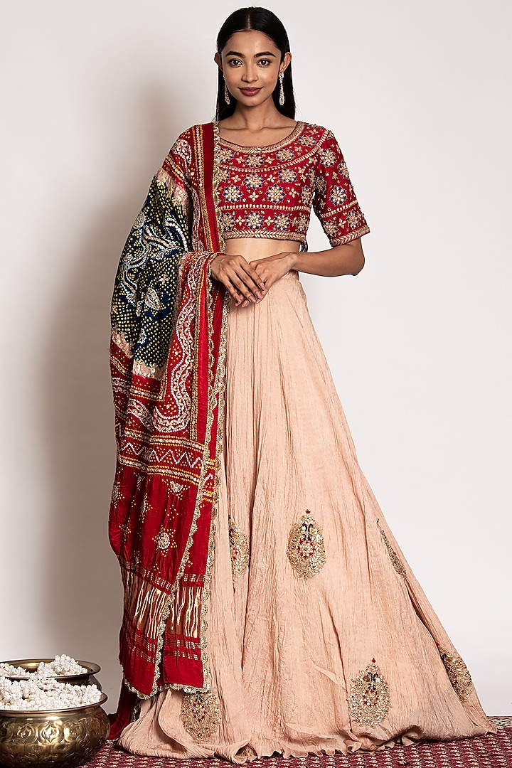 Chikoo Embroidered Wedding Lehenga Set by Siddhartha Daga at Pernia's Pop Up Shop