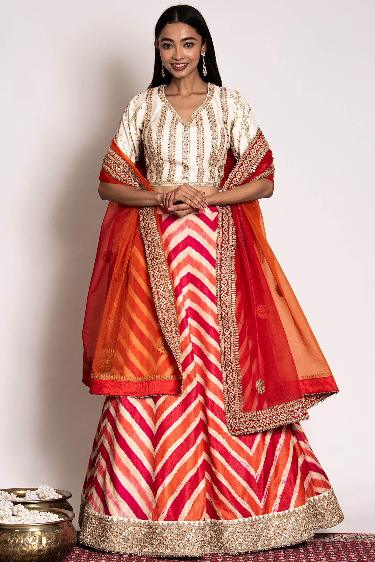 Rust Silk Lehenga Set by Siddhartha Daga