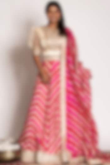 Pink Lehenga Set In Silk by Siddhartha Daga