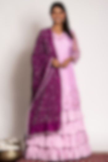 Lilac Silk Layered Sharara Set by Siddhartha Daga at Pernia's Pop Up Shop