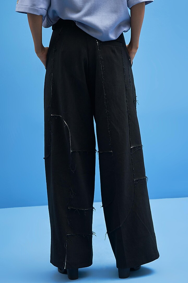Black Cotton Trousers by SIDDHANT AGRAWAL at Pernia's Pop Up Shop