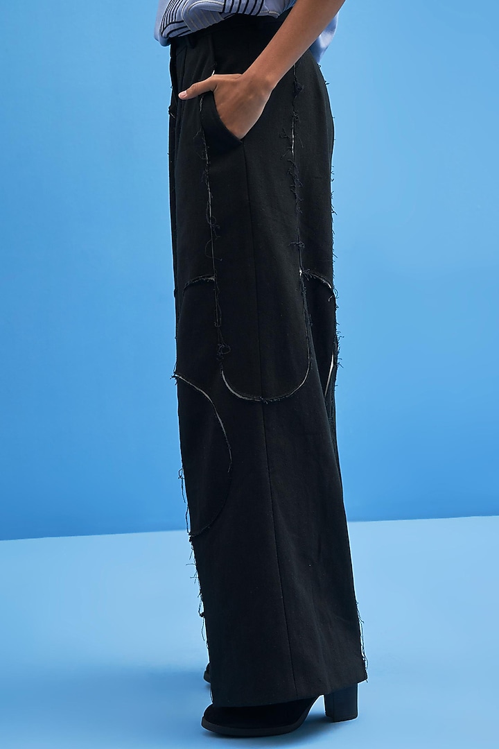 Black Cotton Trousers by SIDDHANT AGRAWAL at Pernia's Pop Up Shop