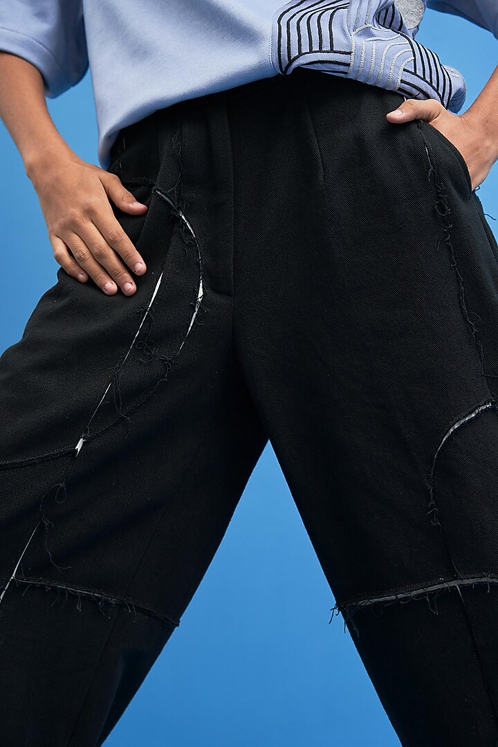 Black Cotton Trousers by SIDDHANT AGRAWAL at Pernia's Pop Up Shop