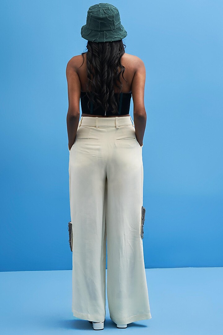 Off-White Cotton Trousers by SIDDHANT AGRAWAL at Pernia's Pop Up Shop