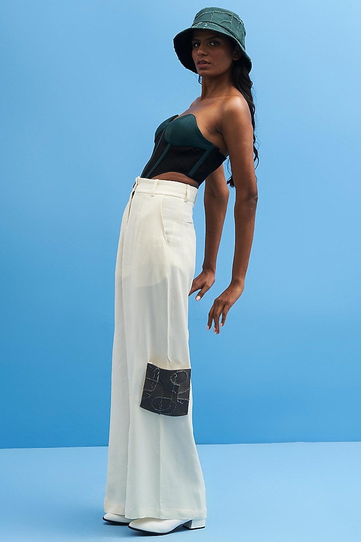 Off-White Cotton Trousers by SIDDHANT AGRAWAL at Pernia's Pop Up Shop